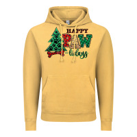 Vintage Mustard happy pawlidays christmas pets Vintage Hoodie - MaliasSmallBusiness