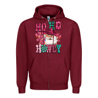 Burgundy ho ho howdy santa pink christmas Zipper Hoodie - CowGirlArtShop
