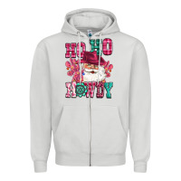 Dove Grey ho ho howdy santa pink christmas Zipper Hoodie - CowGirlArtShop