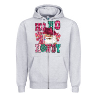 Heather Grey ho ho howdy santa pink christmas Zipper Hoodie - CowGirlArtShop