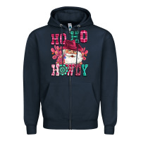 Navy ho ho howdy santa pink christmas Zipper Hoodie - CowGirlArtShop