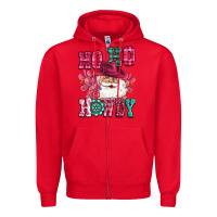 Red ho ho howdy santa pink christmas Zipper Hoodie - CowGirlArtShop