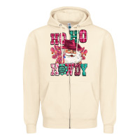 Sandshell ho ho howdy santa pink christmas Zipper Hoodie - CowGirlArtShop