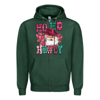 Sports Green ho ho howdy santa pink christmas Zipper Hoodie - CowGirlArtShop