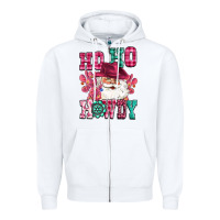 White ho ho howdy santa pink christmas Zipper Hoodie - CowGirlArtShop