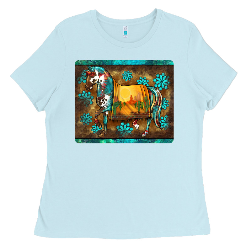 Western Horse Sunset Turquoise's Gemstones Mousepad Ladies Tee by BarkalooDesign | Teevron