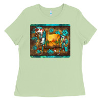 Matcha western horse sunset turquoise's gemstones mousepad Ladies Tee - BarkalooDesign