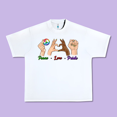 Peace Love Pride Urban Heavy Tee Designed By Bundleandbundleshop