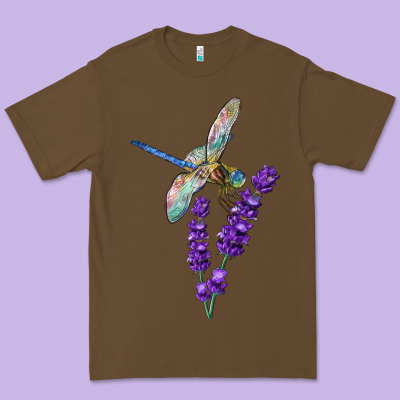 Dragonfly With Lavender Premium Tee Designed By Lillyallendesigns