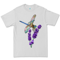 Dove Grey Dragonfly With Lavender Premium Tee - LillyAllenDesigns