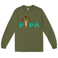 Army Green Papa Jesus with Cross Long Sleeve Tee - Bettercallsaul