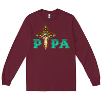 Burgundy Papa Jesus with Cross Long Sleeve Tee - Bettercallsaul