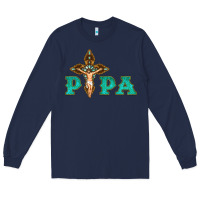 Navy Papa Jesus with Cross Long Sleeve Tee - Bettercallsaul