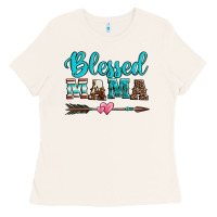 Bone blessed mama serape cowhide turquoise Ladies Tee - Jasminsmagicworld