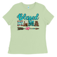 Matcha blessed mama serape cowhide turquoise Ladies Tee - Jasminsmagicworld