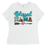 White blessed mama serape cowhide turquoise Ladies Tee - Jasminsmagicworld