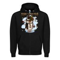 Black merry christmas snowman Zipper Hoodie - CowGirlArtShop