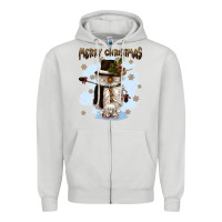 Dove Grey merry christmas snowman Zipper Hoodie - CowGirlArtShop