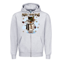 Heather Grey merry christmas snowman Zipper Hoodie - CowGirlArtShop