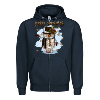 Navy merry christmas snowman Zipper Hoodie - CowGirlArtShop