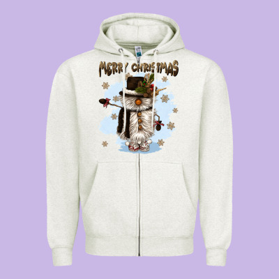 Merry Christmas Snowman Zipper Hoodie Designed By Cowgirlartshop