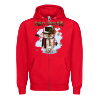 Red merry christmas snowman Zipper Hoodie - CowGirlArtShop