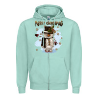 Seafoam merry christmas snowman Zipper Hoodie - CowGirlArtShop