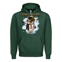 Sports Green merry christmas snowman Zipper Hoodie - CowGirlArtShop
