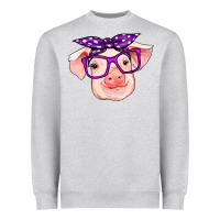 Heather Grey pig with bandana Heavyweight Sweatshirt - RanaPortraitStore