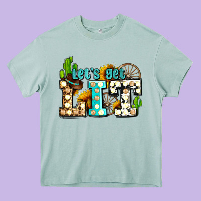 Western Lets Get Lit Ado Heavy Core Tee Designed By Adodesignshop