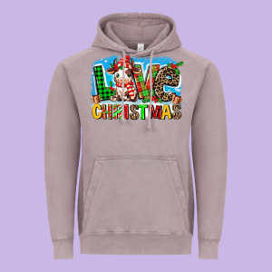 Love Christmas Cow Vintage Hoodie Designed By Maliassmallbusiness