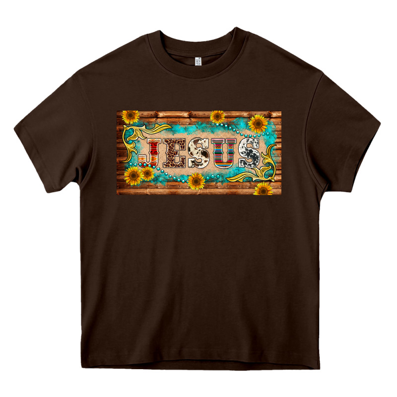 Jesus Western Patterns License Plate Template Heavy Core Tee by BarkalooDesign | Teevron