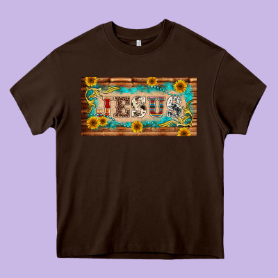 Jesus Western Patterns License Plate Template Heavy Core Tee Designed By Barkaloodesign