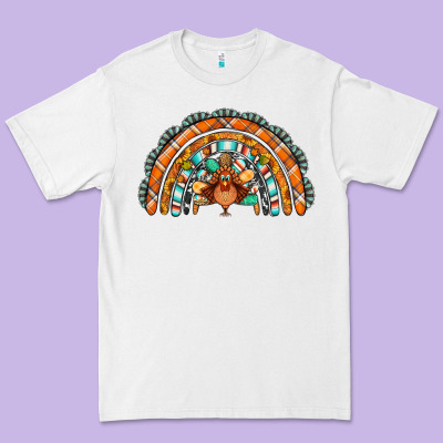 Turquoise Thanksgiving Turkey Rainbow Premium Tee Designed By Jasminsmagicworld