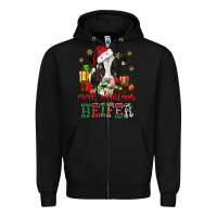 Black merry christmas heifer cow Zipper Hoodie - CowGirlArtShop