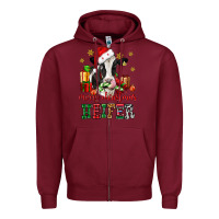 Burgundy merry christmas heifer cow Zipper Hoodie - CowGirlArtShop