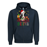 Navy merry christmas heifer cow Zipper Hoodie - CowGirlArtShop