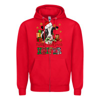 Red merry christmas heifer cow Zipper Hoodie - CowGirlArtShop