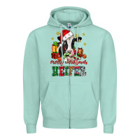 Seafoam merry christmas heifer cow Zipper Hoodie - CowGirlArtShop