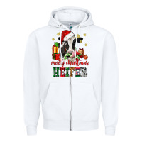 White merry christmas heifer cow Zipper Hoodie - CowGirlArtShop
