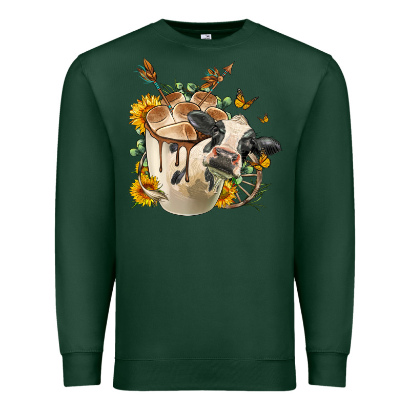 Black And White Cow Coffee Cup Premium Sweatshirt by FaDigitalArtStudio | Teevron