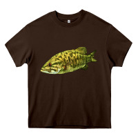 Chocolate Brown Smallmouth Bass Fish Illustrations Heavy Core Tee - LillyAllenDesigns