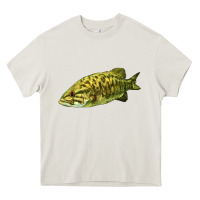 Cream Smallmouth Bass Fish Illustrations Heavy Core Tee - LillyAllenDesigns