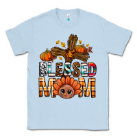 Dusty Blue Western Blessed Mom With Cross Classic Tee - BundleAndBundleShop