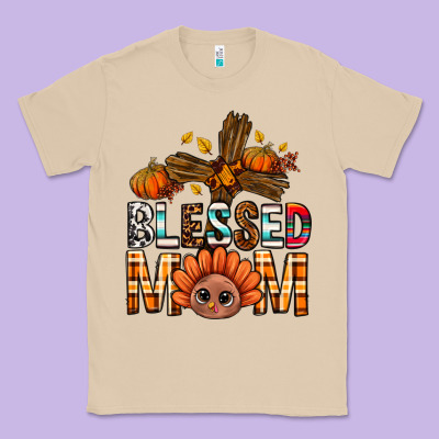 Western Blessed Mom With Cross Classic Tee Designed By Bundleandbundleshop