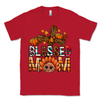 Red Western Blessed Mom With Cross Classic Tee - BundleAndBundleShop