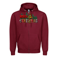 Burgundy merry christmas  cross Zipper Hoodie - CowGirlArtShop