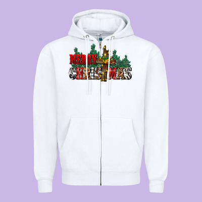 Merry Christmas  Cross Zipper Hoodie Designed By Cowgirlartshop
