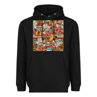 Black western cow with hay and flowers seamless pattern Heavyweight Hoodie - FaDigitalArtStudio