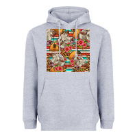 Heather Grey western cow with hay and flowers seamless pattern Heavyweight Hoodie - FaDigitalArtStudio